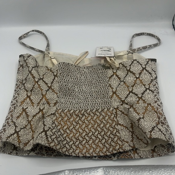 FREE PEOPLE NWT Corset Top Metallic Jacquard, Bronze Bead accents - Picture 7 of 9
